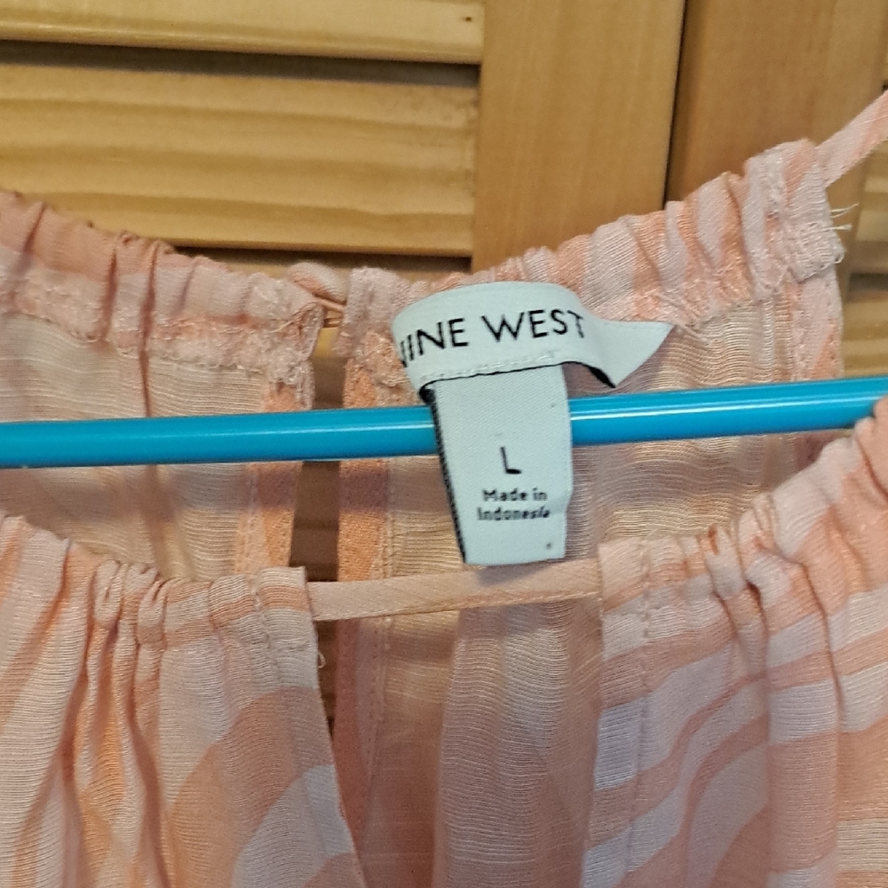 Nine West Light Coral Striped Blouse